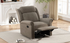 360° Swivel Recliner Manual Rocking Recliner Home Theater Manual Recliner Chair Nursery Rocker with Adjustable Backrest for Living Room, Light Brown
