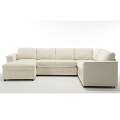 110.75" Sectional Sofa,Oversized modular sofa,Chaise Storage, Modern U Shaped  Couch , Upholstered Sofas,Chenille,Crystal button , Living Room, Apartment,  Beige