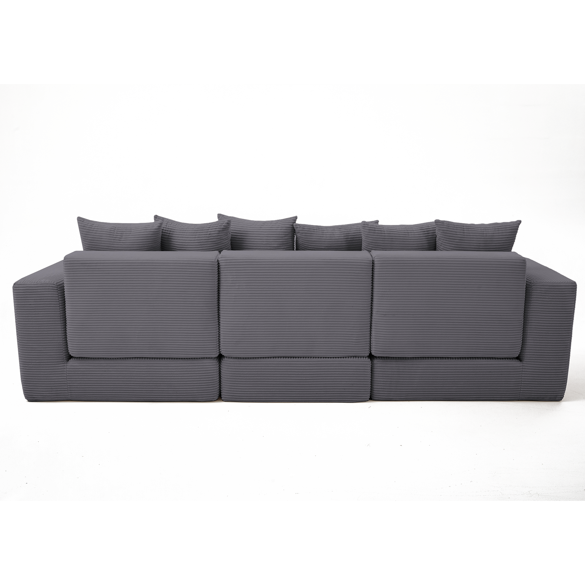 10-in-1 Convertible Sofa Sectional ,Corner Couch , Convertible Floor Sleeper Sofa,Corduroy,Side Pocket,No Assembly,DIY,L Shaped Modular Sofa,6 Pillows,Dark Gray