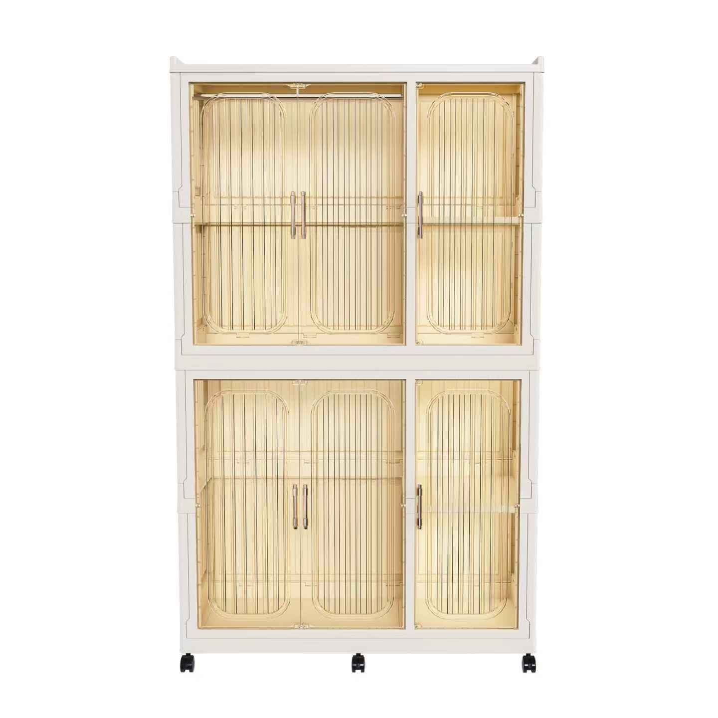 Portable Wardrobe Closet Storage Organizer for Clothes,Clothes Dresser,6 Magnetic Doors-6 Cubes & 2 Hanging Rod,6 pcs hangers , Baby Wardrobe Storage Cabinet,White