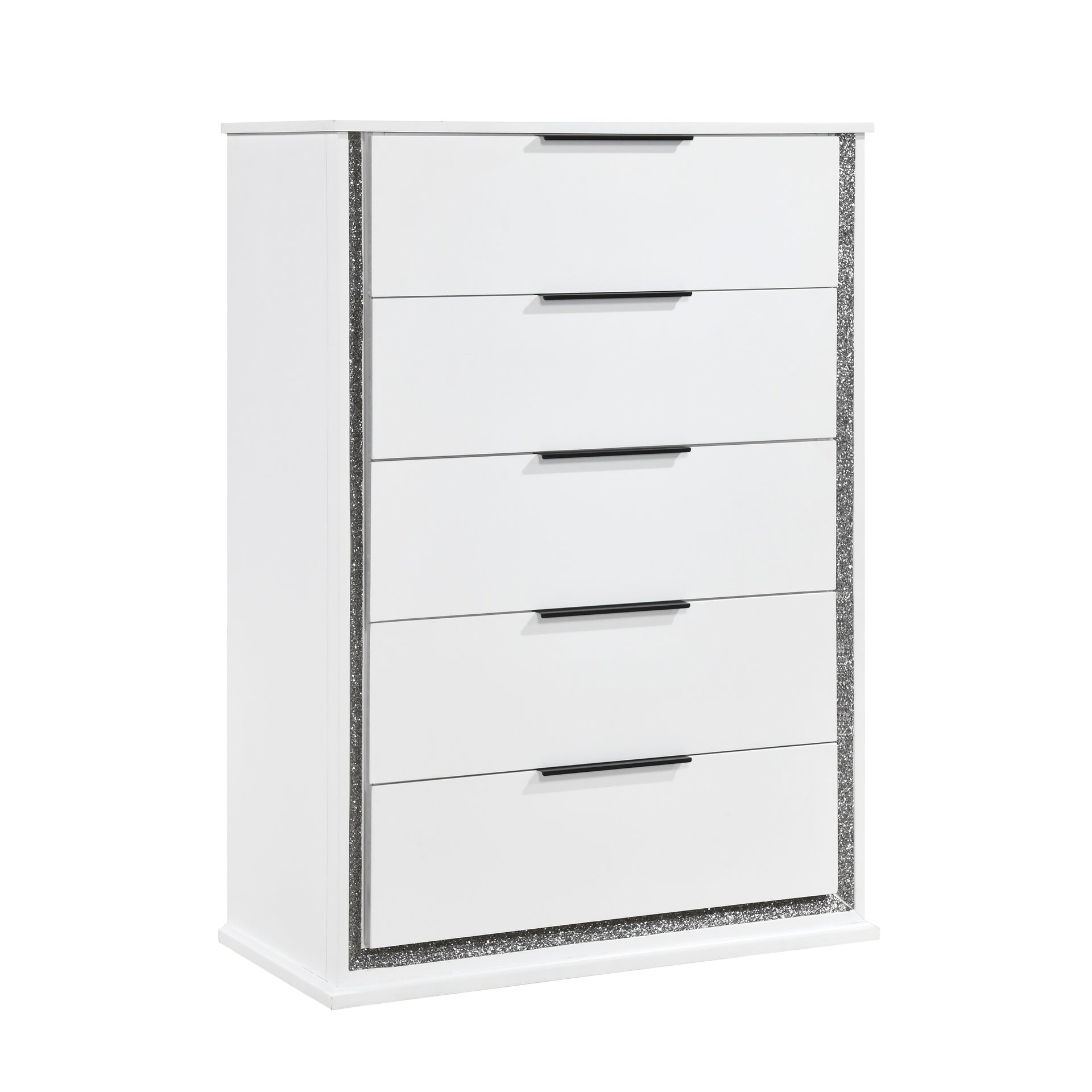Contemporary Glam White Finish Chest with Storage Drawers LED Light 8-Colors Bedroom Furniture 1pc Vertical Dresser