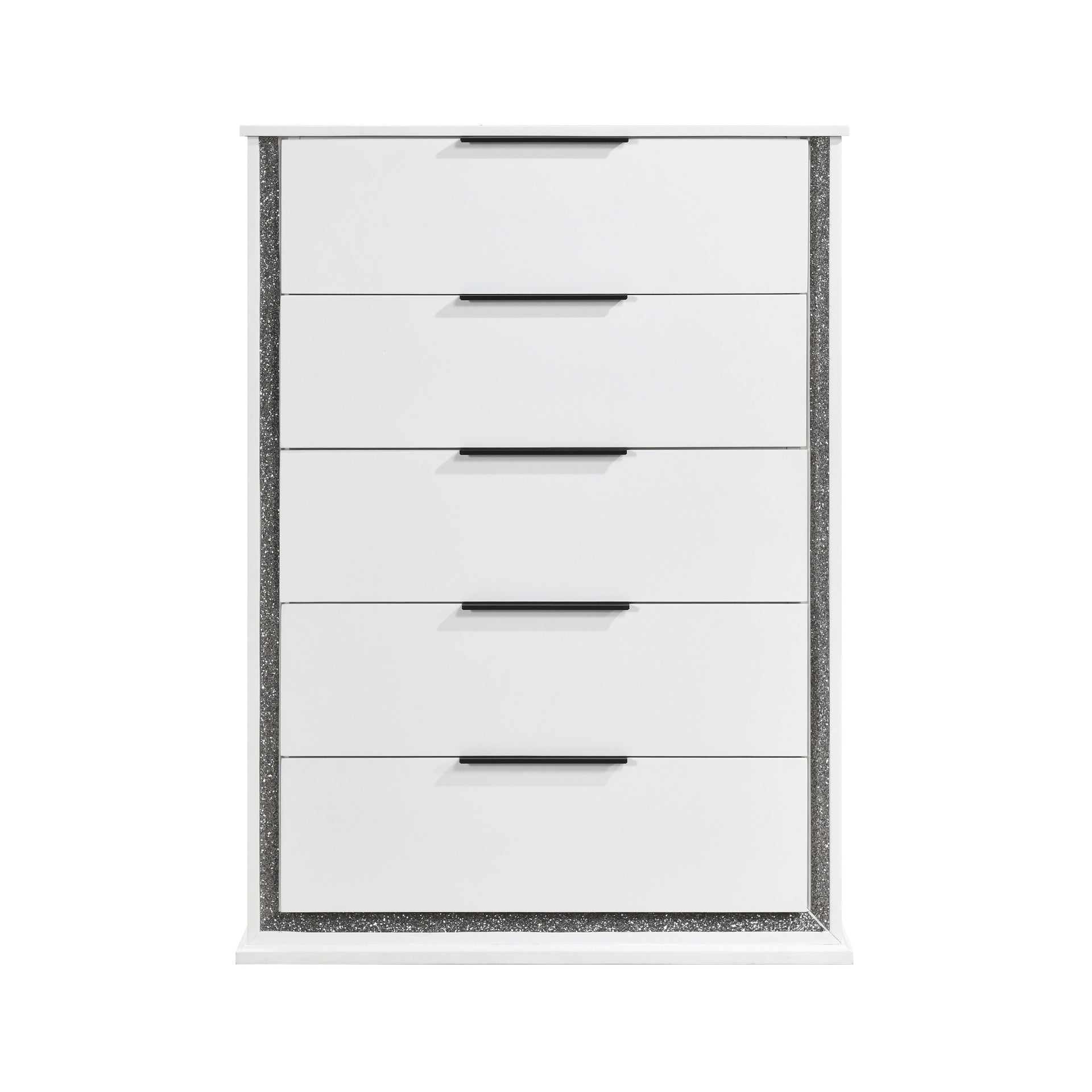 Contemporary Glam White Finish Chest with Storage Drawers LED Light 8-Colors Bedroom Furniture 1pc Vertical Dresser