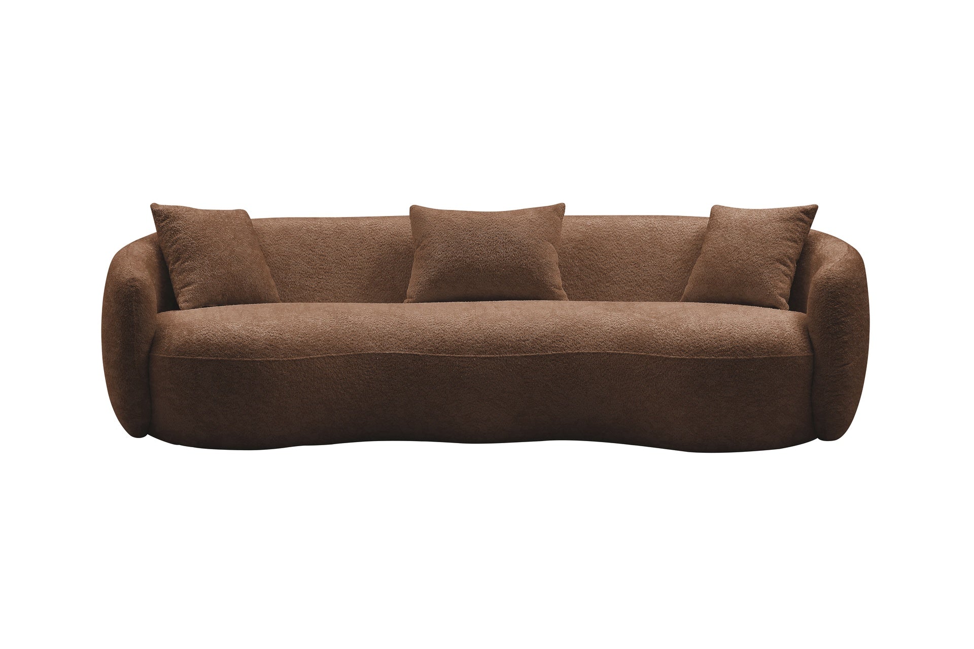 Mid Century Modern Curved Living Room Sofa,  Boucle Fabric Couch for Bedroom, Office, Apartment, Brown