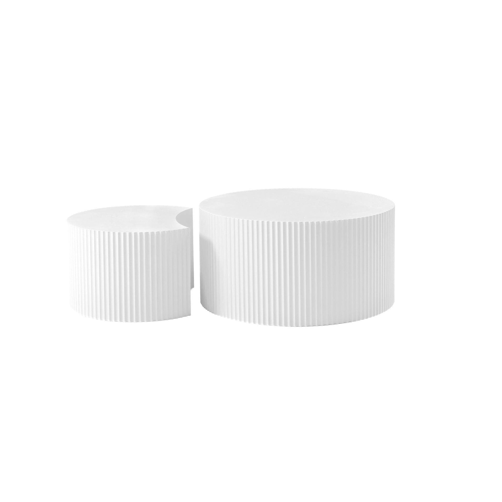 White Nesting table set of 2, Handcraft Relief MDF Coffee Table for Living Room/Office/Leisure Area(Same Sku:W876P271185)