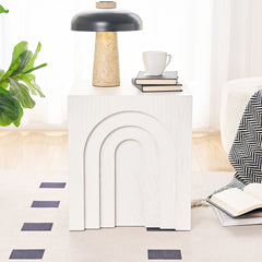 15.74'' Square Side Table Small Coffee Table Accent Table  Bedside Table for Living Room Bedroom,WHITE