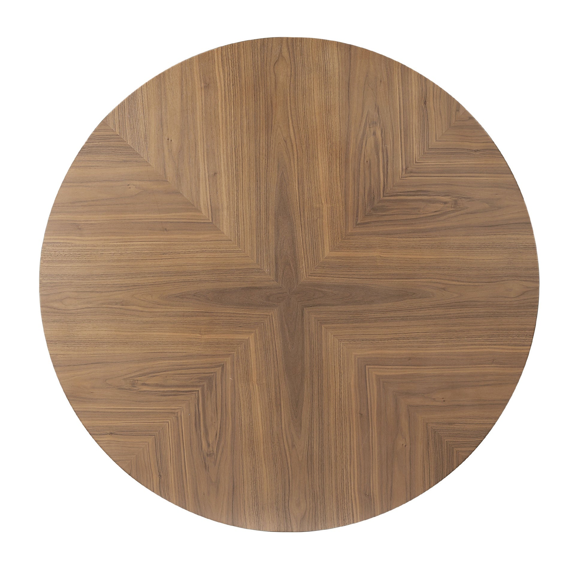 53.14'' Round MDF Coffee Table End Table Short Leisure Tea Table Cross Legs Metal Base, Easy to Assemble,Walnut.
