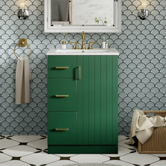 24" Modern Bathroom Vanity with Sink, Small Bathroom Sink Cabinet with 2 Drawers and Soft-Closing Door, Under-mount Sink Bathroom Cabinet with Drawers