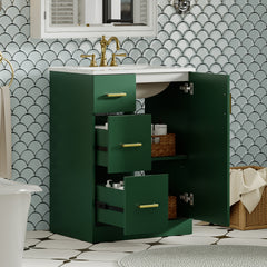 24" Modern Bathroom Vanity with Sink, Small Bathroom Sink Cabinet with 2 Drawers and Soft-Closing Door, Under-mount Sink Bathroom Cabinet with Drawers
