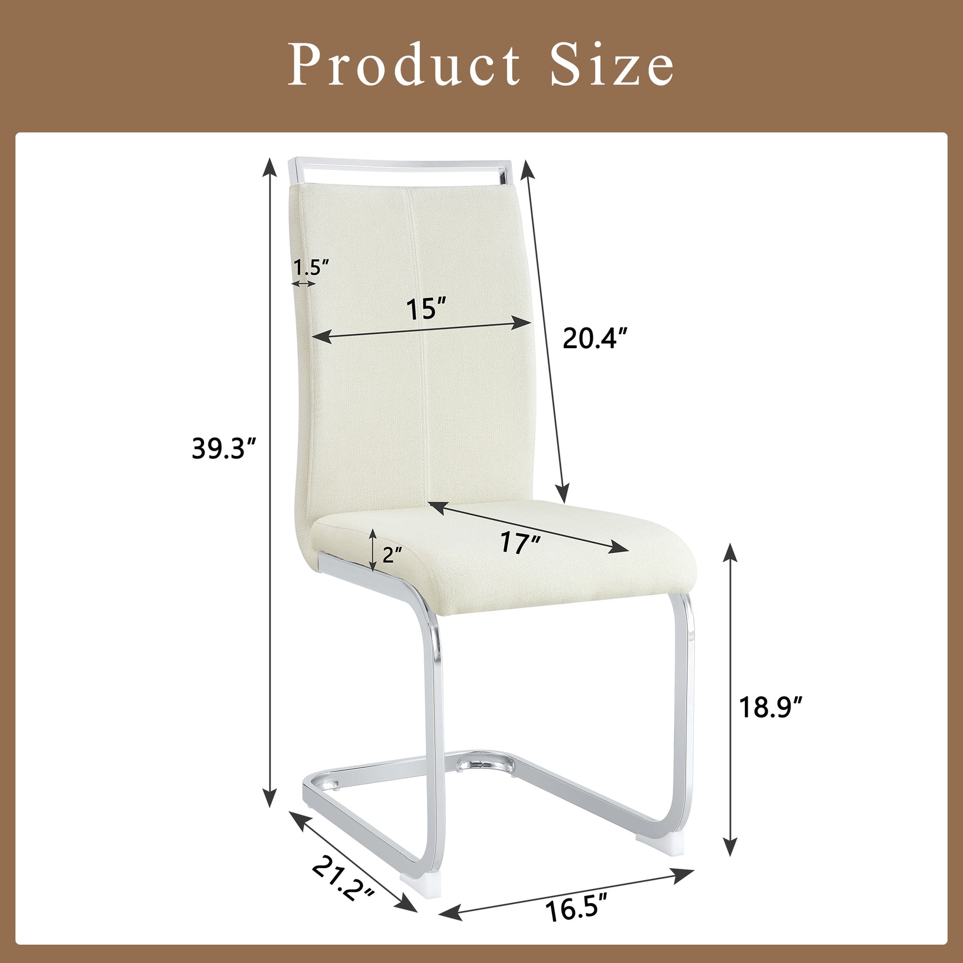 Set of 4 Cream Textured Granular Fabric Material Dining Chairs: 39.3" High, 20.4" Ergonomic Backrest, Ideal for Dining Room, Living Room & Modern Spaces, Stylish & Comfortable.