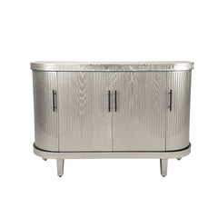 Modern Curved Sideboard 47.2-Inch Decorative Storage Cabinet Wooden Console Table Coffee Bar Cabinet with 4 Doors and Adjustable Interior Shelves for Living Room, Kitchen, Bedroom, Hallway (Champagne)