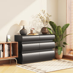 6 Drawer Dresser for Bedroom, Black Dresser No Handle, Modern 6 Chest of Drawers with Wide Storage(Same SKU:W757P235728)