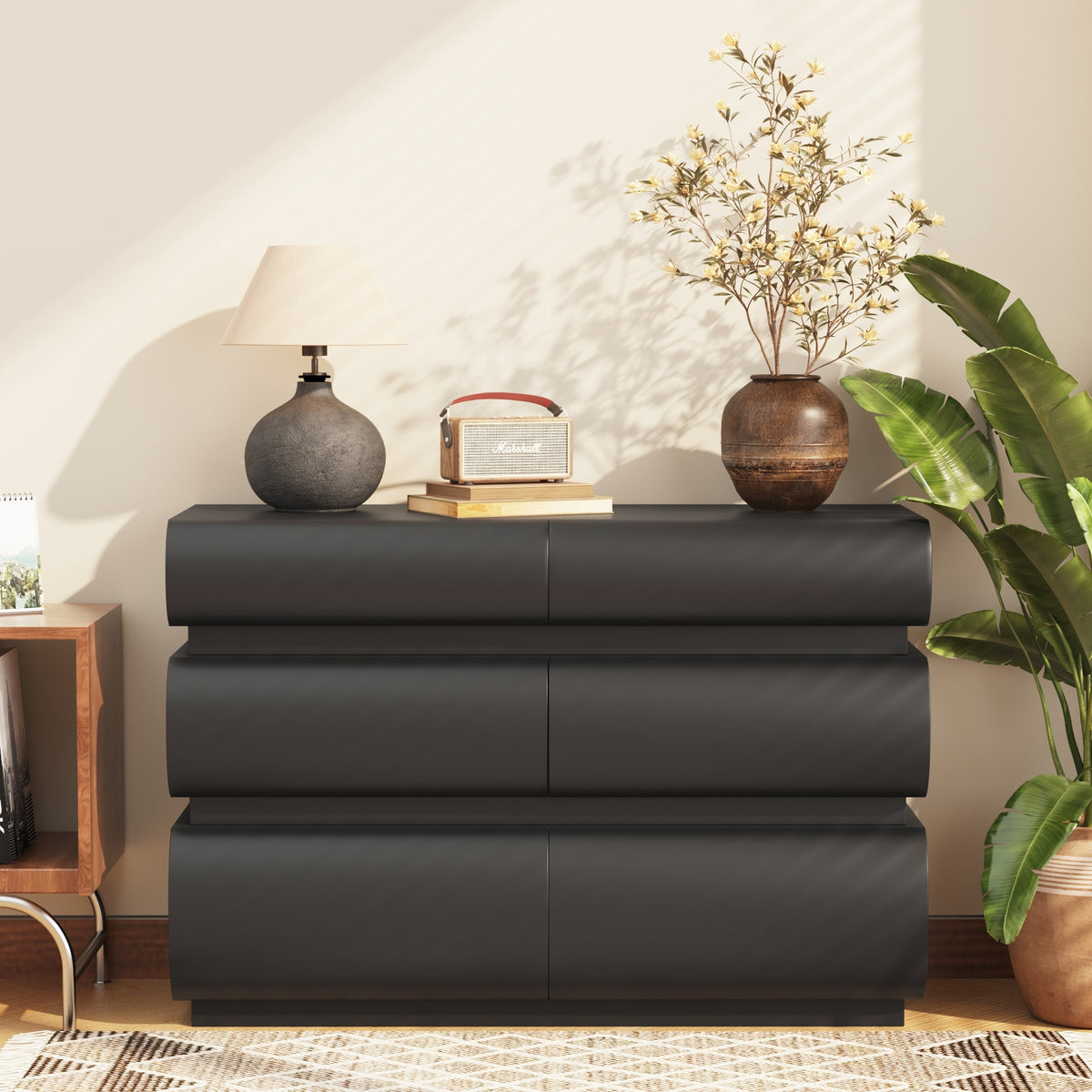 6 Drawer Dresser for Bedroom, Black Dresser No Handle, Modern 6 Chest of Drawers with Wide Storage(Same SKU:W757P235728)