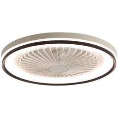 19 Inch RGB Dimmable Led Enclosed Ceiling Fan with Light Flush Mount Bladeless 6 Speed Remote Control for Bedroom Party