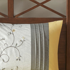 Embroidered 7 Piece Comforter Set Yellow Cal King