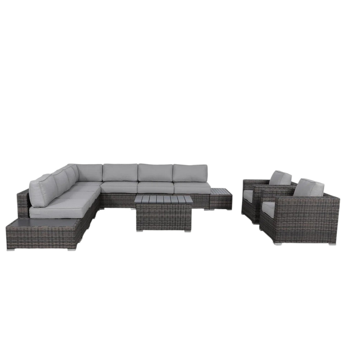 8-Person Outdoor Wicker Sofa Set with Cushions – Fully Assembled