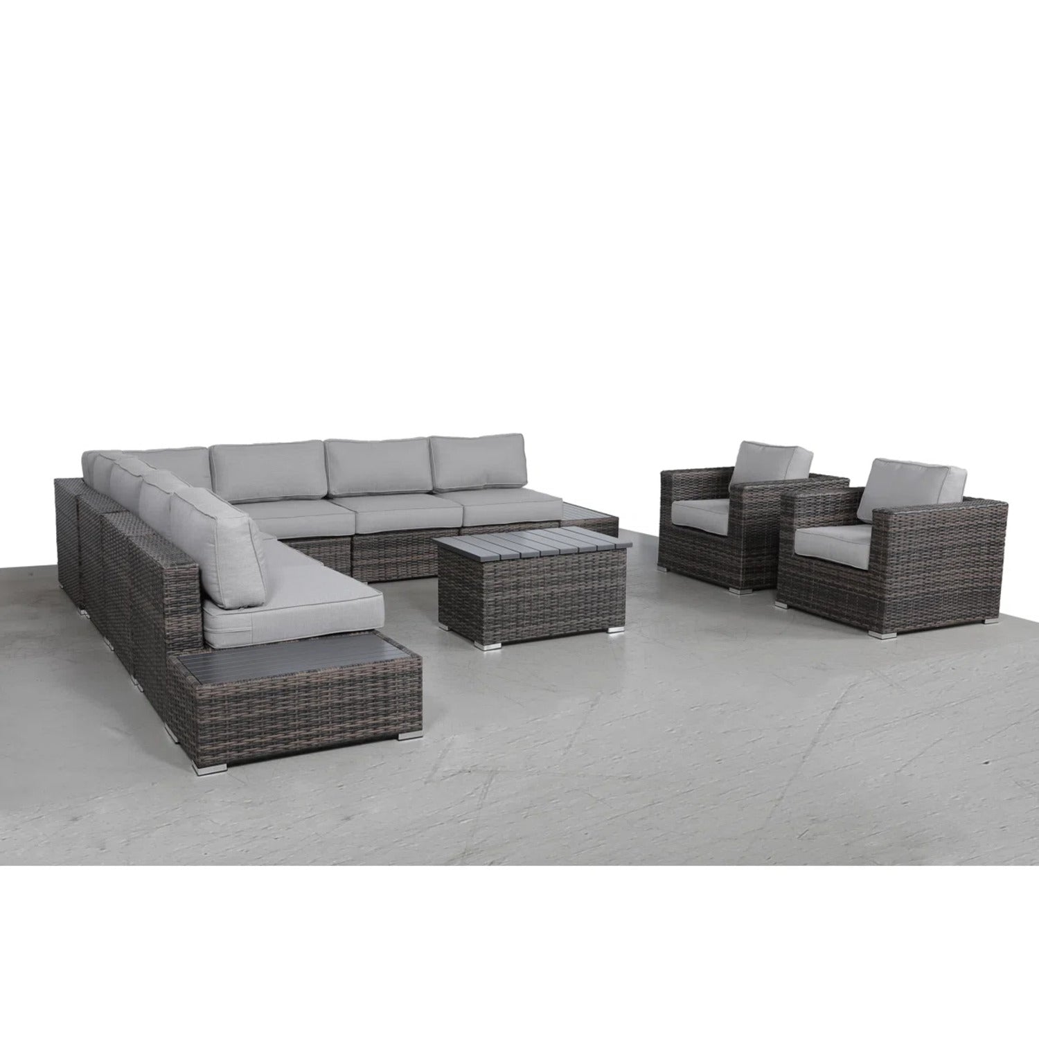 8-Person Outdoor Wicker Sofa Set with Cushions – Fully Assembled