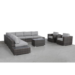 8-Person Outdoor Wicker Sofa Set with Cushions – Fully Assembled