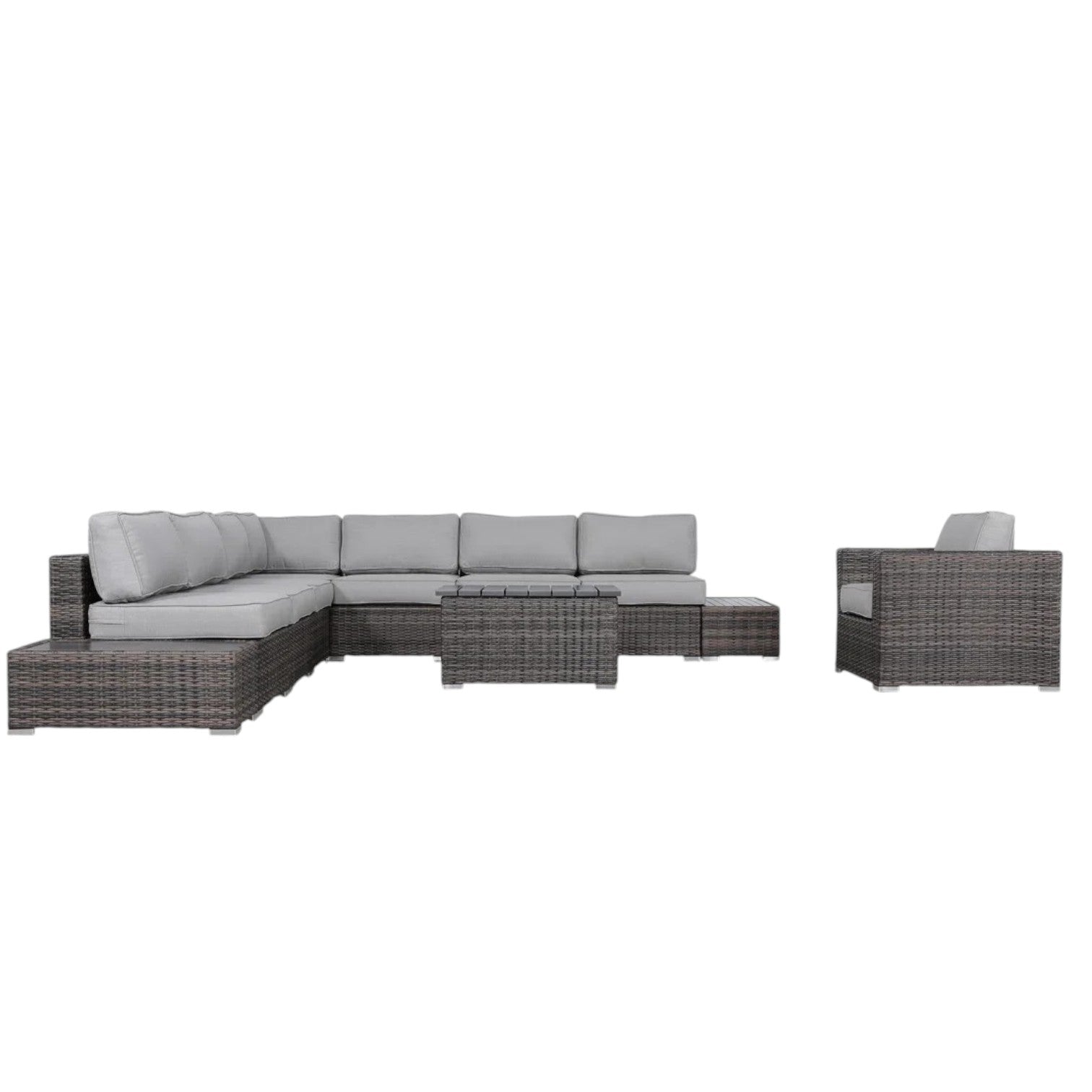 7-Person Wicker Patio Seating Group with Cushions – Fully Assembled