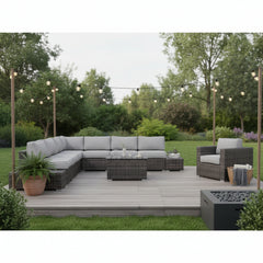 7-Person Wicker Patio Seating Group with Cushions – Fully Assembled
