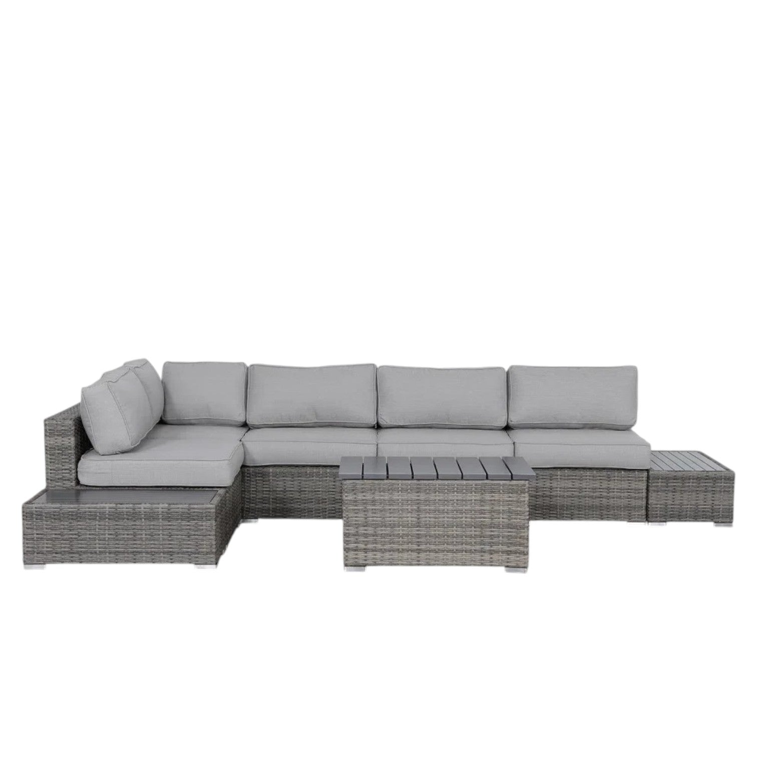 Outdoor 4-Person Rattan Wicker Sofa Set with Cushions – Ready to Use