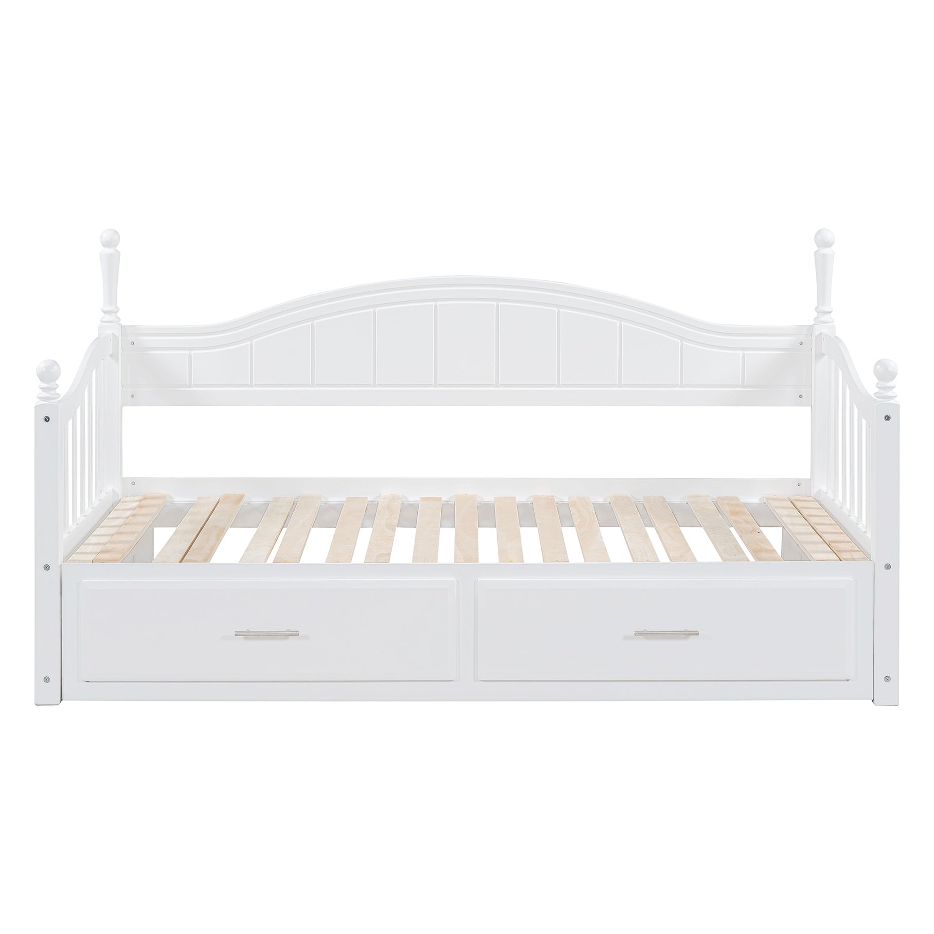 Wooden Twin Size Daybed with Twin Size Trundle, Extendable Daybed with Two Storage Drawers,White(Expected Arrival Time:9.12)