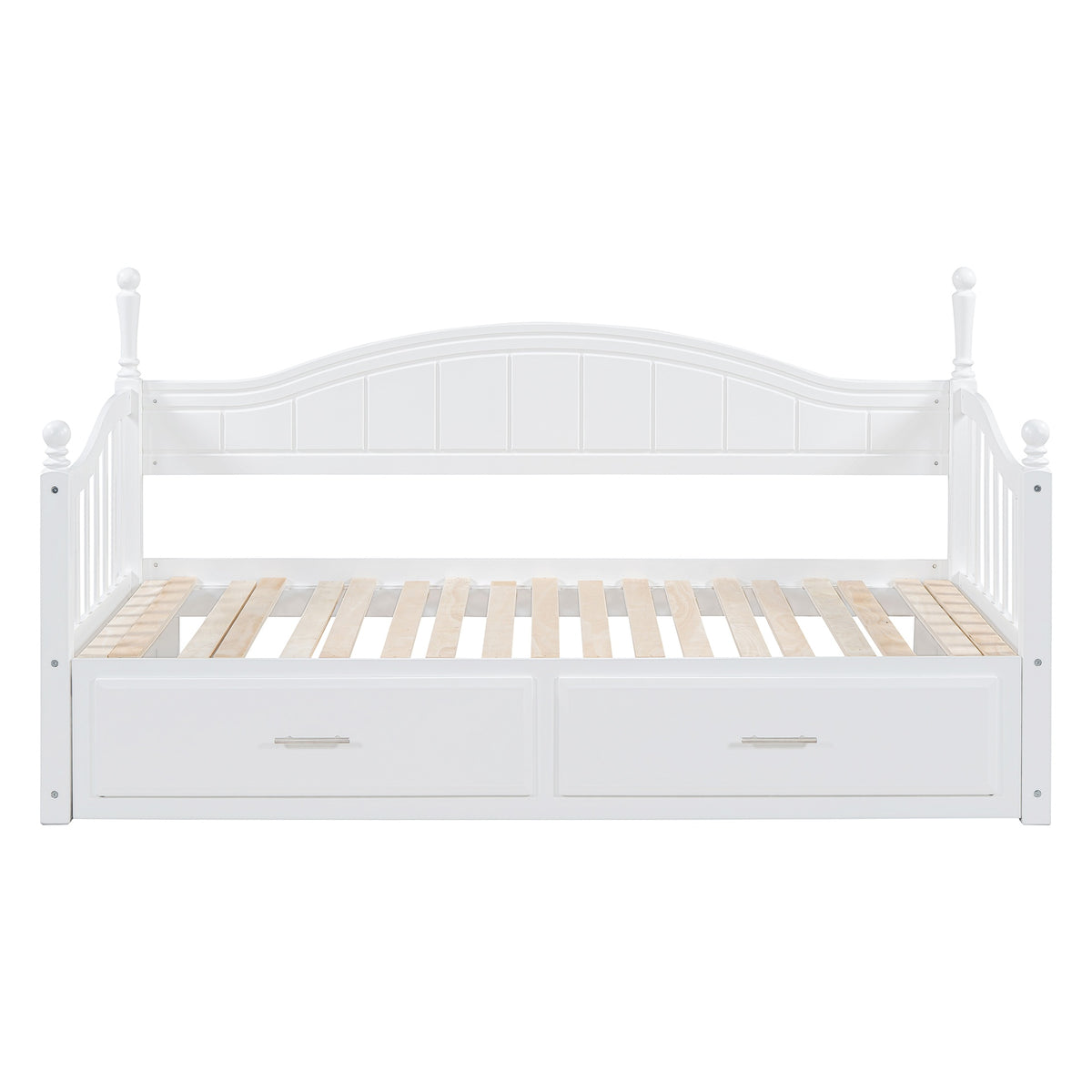 Wooden Twin Size Daybed with Twin Size Trundle, Extendable Daybed with Two Storage Drawers,White(Expected Arrival Time:9.12)