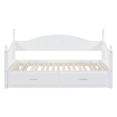 Wooden Twin Size Daybed with Twin Size Trundle, Extendable Daybed with Two Storage Drawers,White(Expected Arrival Time:9.12)