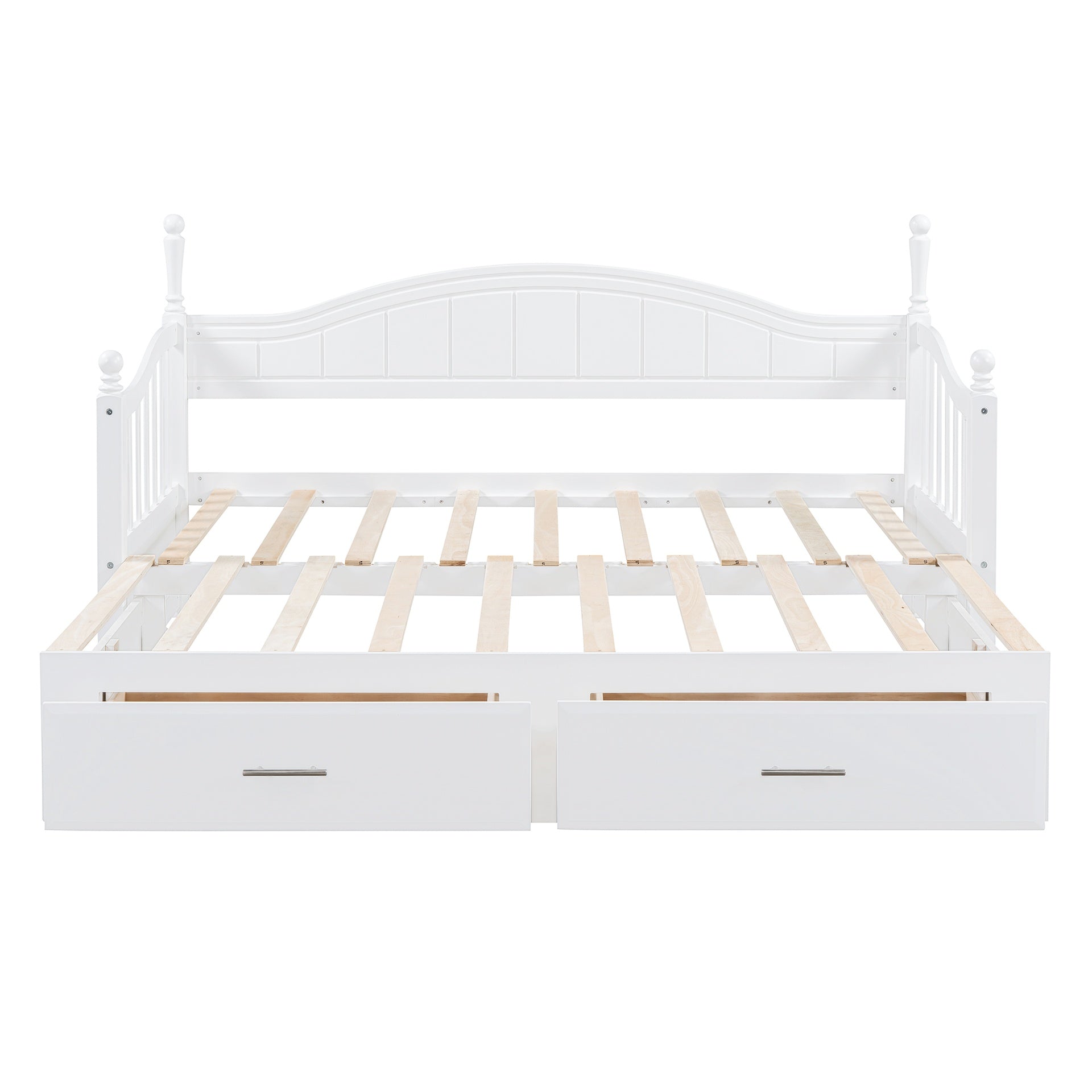 Wooden Twin Size Daybed with Twin Size Trundle, Extendable Daybed with Two Storage Drawers,White(Expected Arrival Time:9.12)