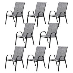 8 Piece Patio Chairs, Outdoor Camping Chairs with Breathable Textilene Fabric, Set of 2 Garden Chairs with Armrest High Backrest for Garden Patio Pool Beach Yard Space Saving ( Grey 8