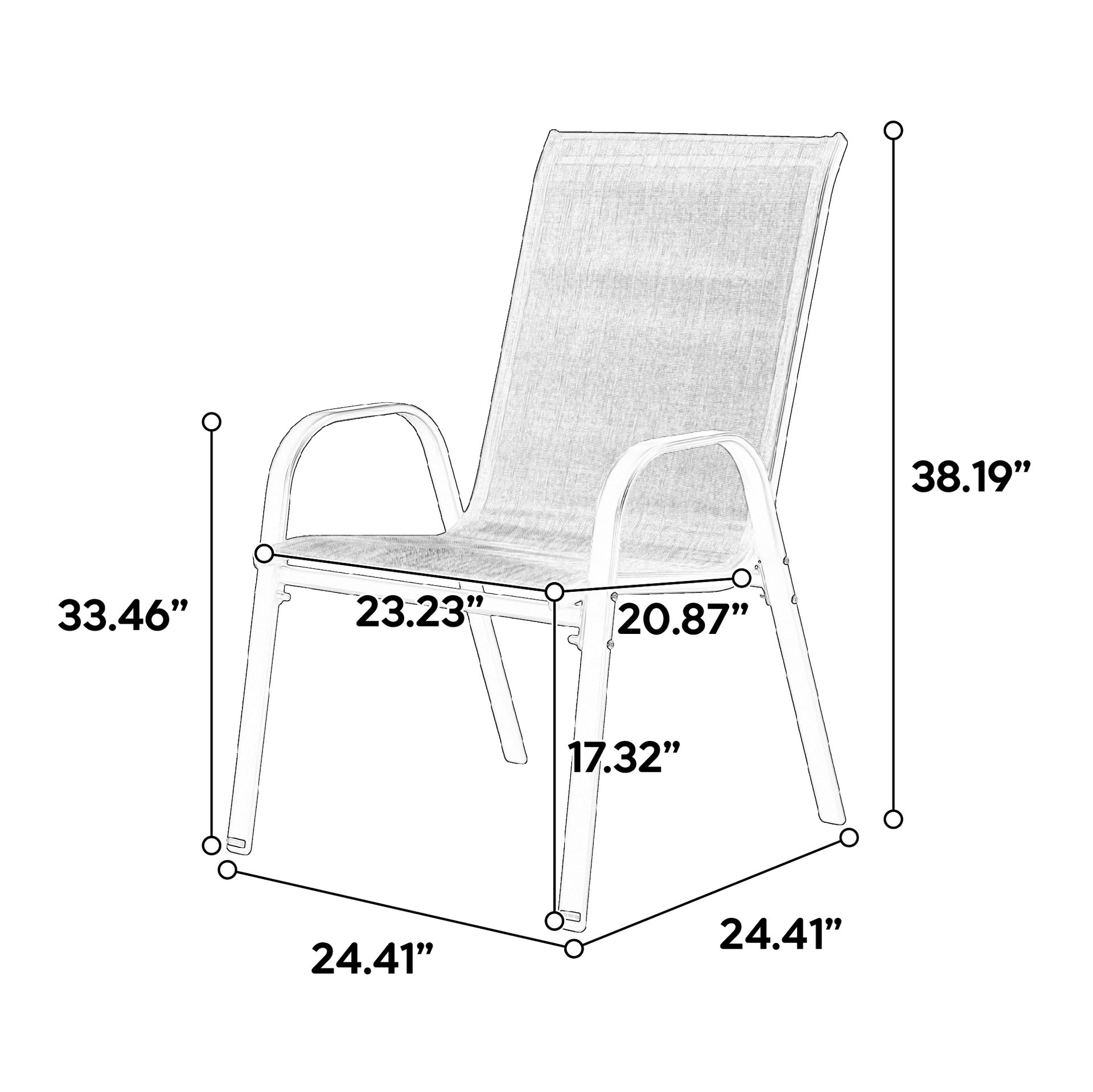 8 Piece Patio Chairs, Outdoor Camping Chairs with Breathable Textilene Fabric, Set of 2 Garden Chairs with Armrest High Backrest for Garden Patio Pool Beach Yard Space Saving ( Grey 8