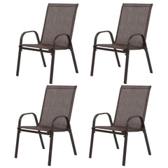 8 Piece Patio Chairs, Outdoor Camping Chairs with Breathable Textilene Fabric, Set of 2 Garden Chairs with Armrest High Backrest for Garden Patio Pool Beach Yard Space Saving ( Brown)