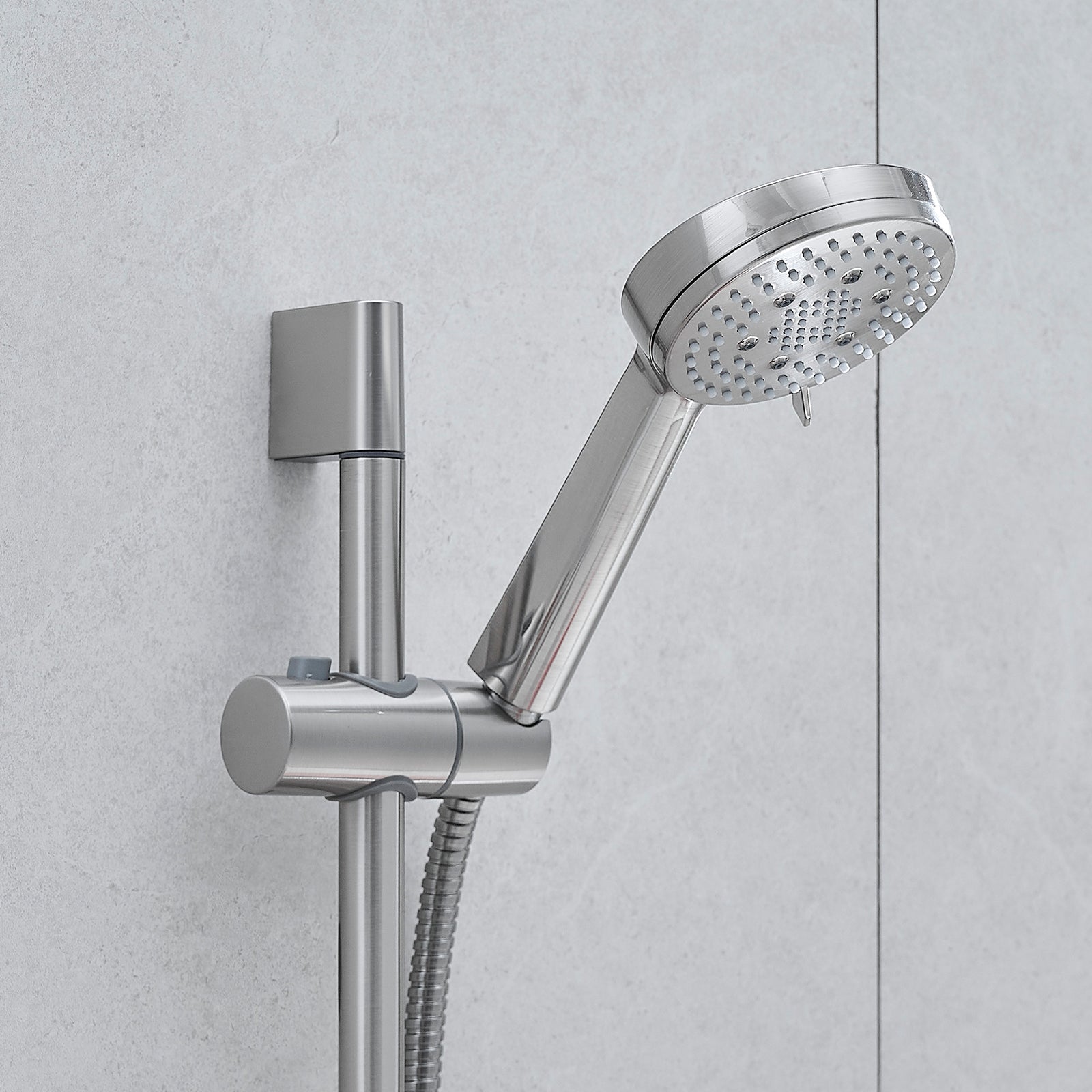 10-Inch Shower System, Slide Bar Shower Faucets Sets Complete Round Shower Heads and 5-Spray Handheld Combo, Wall Mounted Brushed Nickel Shower Faucet