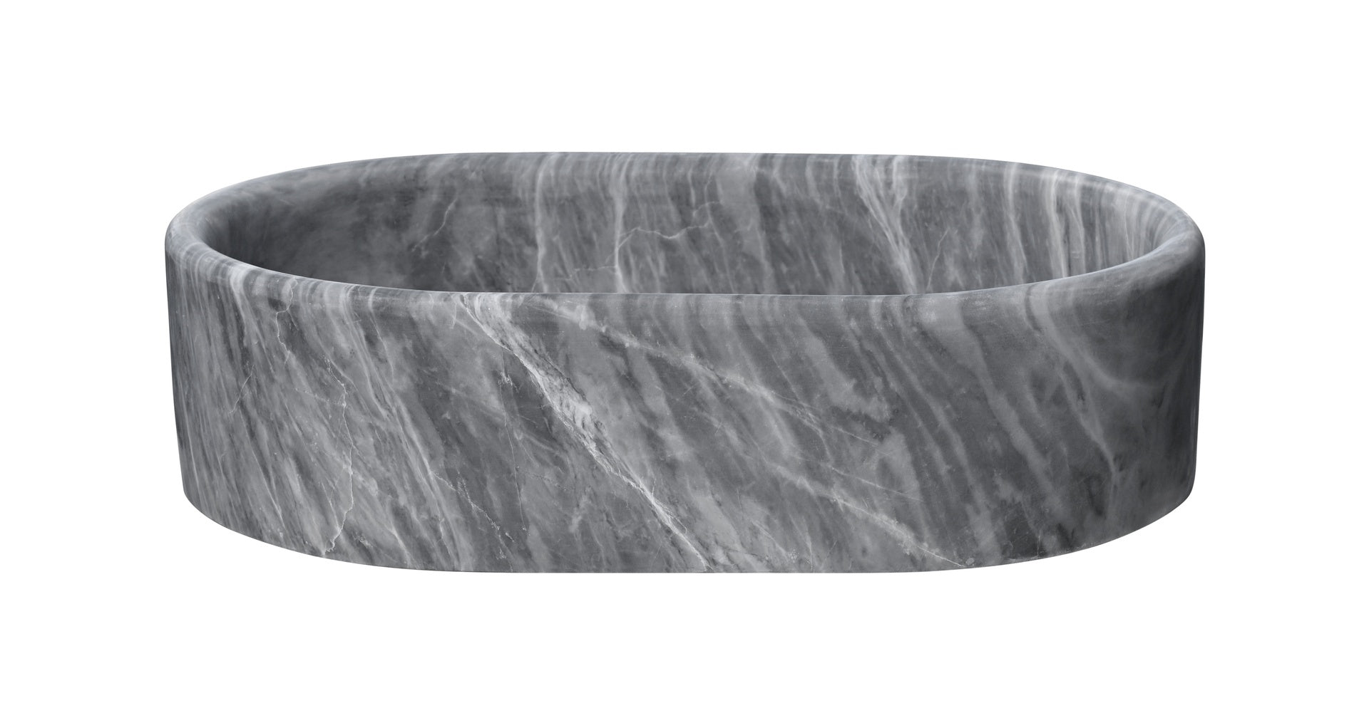 Carrara Gray natural marble bathroom vessel sink, semi-polished surface, natural stone, genuine marble, real marble, 23.6x15.7xH5.9 Inches/600X400XH150 mm