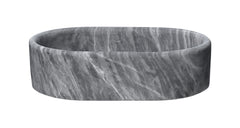 Carrara Gray natural marble bathroom vessel sink, semi-polished surface, natural stone, genuine marble, real marble, 23.6x15.7xH5.9 Inches/600X400XH150 mm