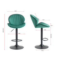 Bar Stools Set of 2 - Adjustable Barstools with Back and Footrest, Counter Height Bar Chairs for Kitchen, Pub -Green