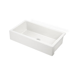30"L x 19" W Farmhouse/Apron Front White Ceramic Kitchen Sink