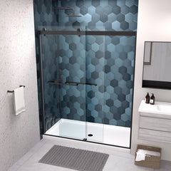 Bypass shower door, sliding door, with 5/16" tempered glass and Matted black finish 6074