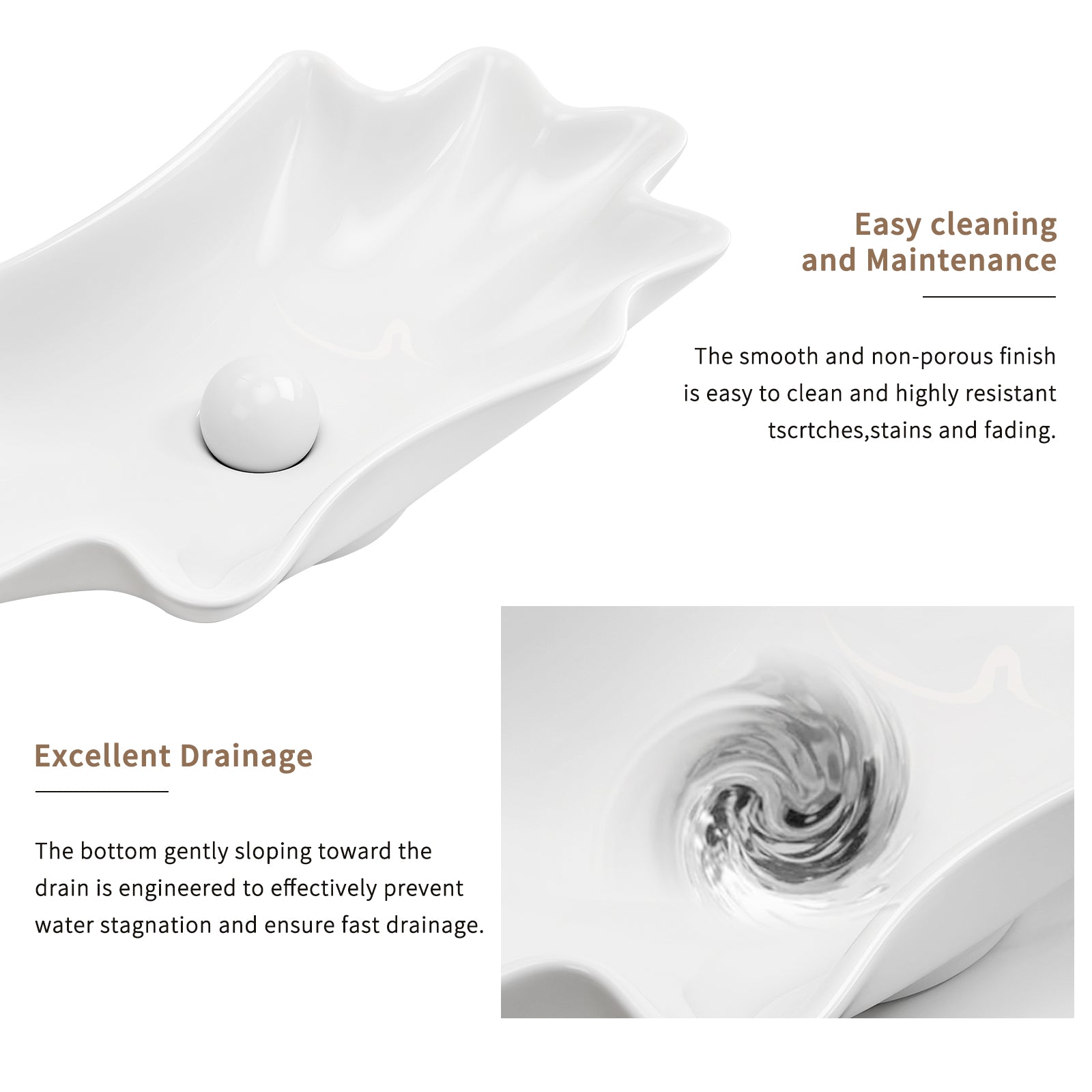 bathroom vessel sink shell shape 24in*13in Above Counter Bathroom Vanity Sink Bowl white No Darin