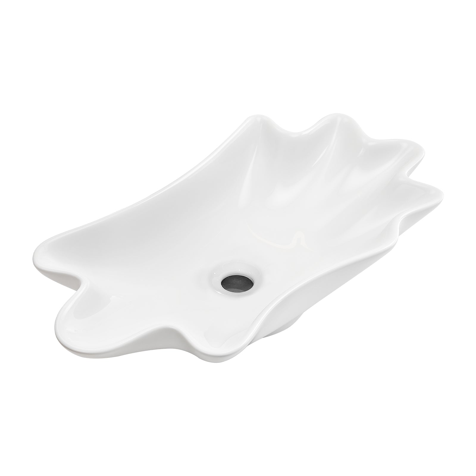 bathroom vessel sink shell shape 24in*13in Above Counter Bathroom Vanity Sink Bowl white No Darin