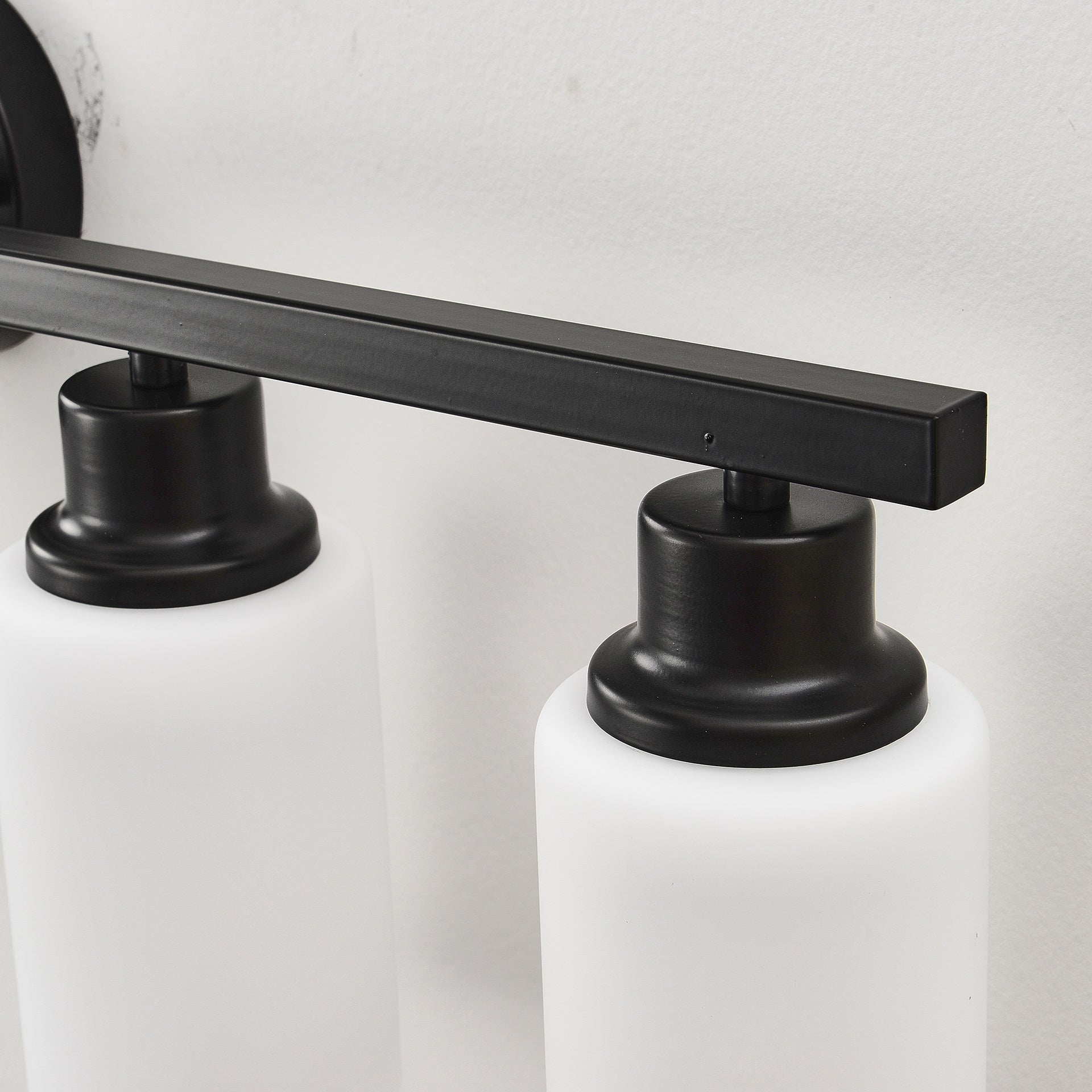 Wall Lamp 8-Light ,Bathroom Vanity Light, Matte Black Bathroom Light Fixtures, Modern Wall Light with  Glass Shade, Wall Sconce Lighting for Bedroom Living Room(NO INCLUDED BULBS)-E26