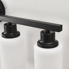 Wall Lamp 8-Light ,Bathroom Vanity Light, Matte Black Bathroom Light Fixtures, Modern Wall Light with  Glass Shade, Wall Sconce Lighting for Bedroom Living Room(NO INCLUDED BULBS)-E26