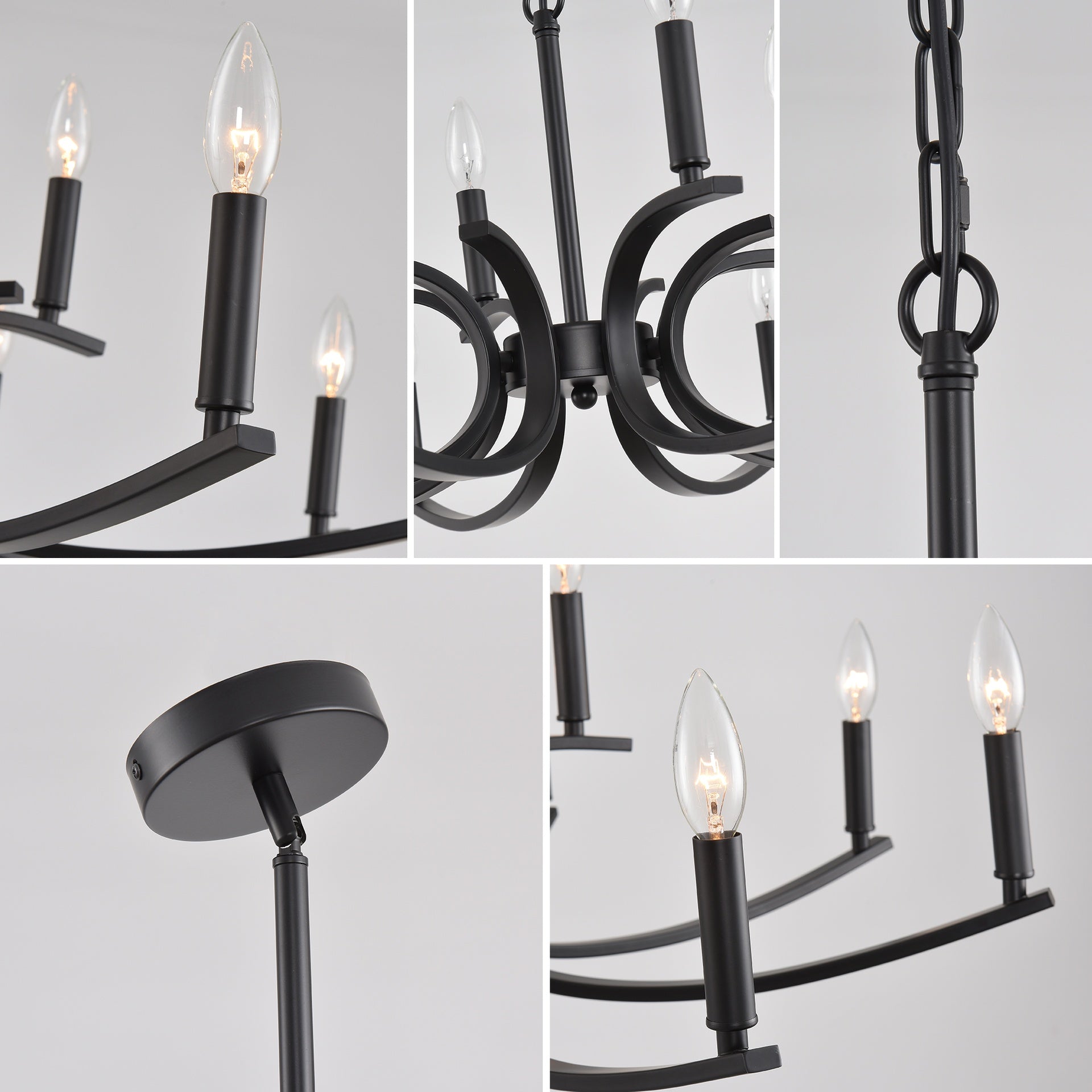 12-Light Farmhouse Chandelier, Black Metal Chandeliers  Light Fixtures Industrial for High Ceiling Living Dining Room Foyer. Adjustable Height-E12 (NO Included Bulb)