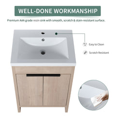 24 Inch Freestanding Bathroom Vanity With White Resin Sink(G-lemon SKU:BVB02424PLO-GRB2440),W1286S00017