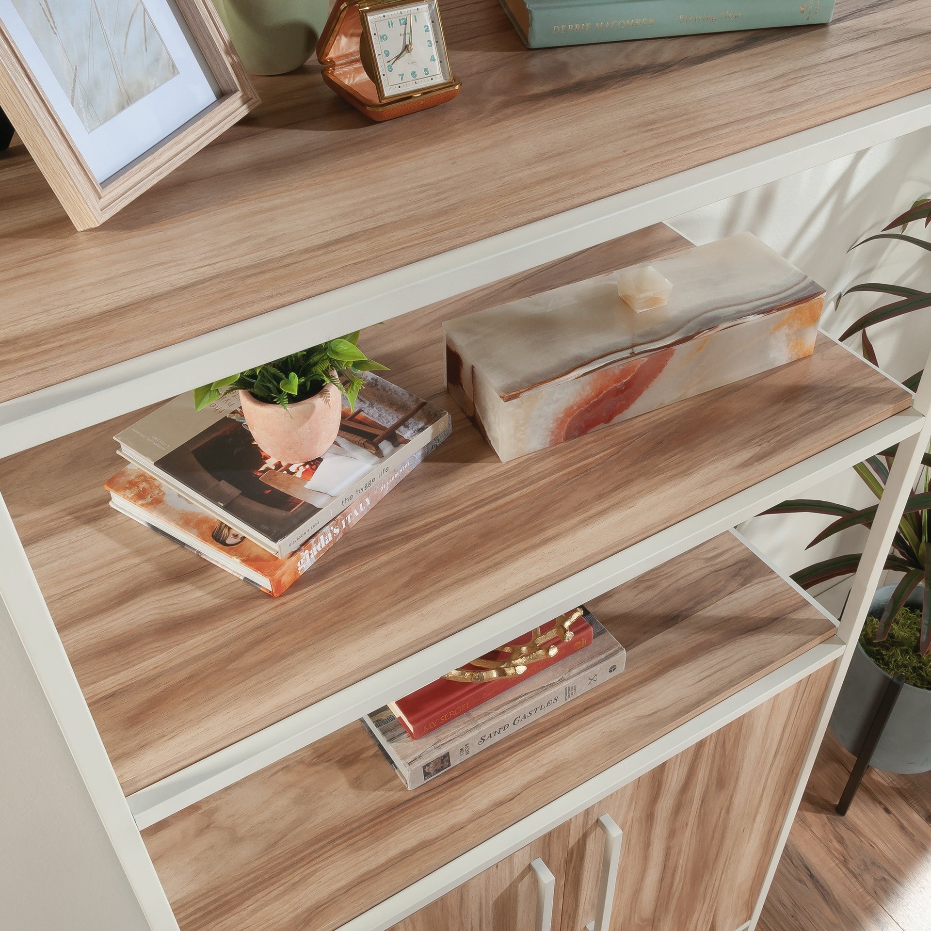 Bookcase with Doors, Brown finish