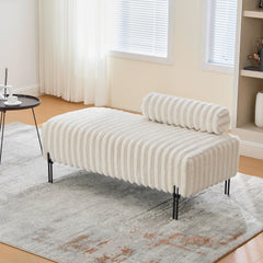 49.6" Wide Upholstered Mini Loveseat with Metal Legs, 2-Seater Small Sofa End of Bed Bench Window Ottoman Footrest with Adjustable Back for Living Room Bedroom Entryway Hallway Small Space, Beige