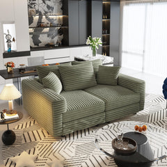 82.7 " Plush Corduroy 3-Seat Sofa,Modern Comfy Upholstered Sofa Cloud Couch,Deep Seat Couches with Soft Pillows,Convertible Deep Seat Sofa Lounge Chair for Living Room Bedroom,Apartment,Office,Green