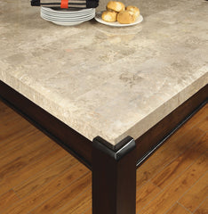 Transitional Dark Walnut Dining Table w Genuine Marble Top Ivory 1pc Rectangle Table Kitchen Dining Room Furniture
