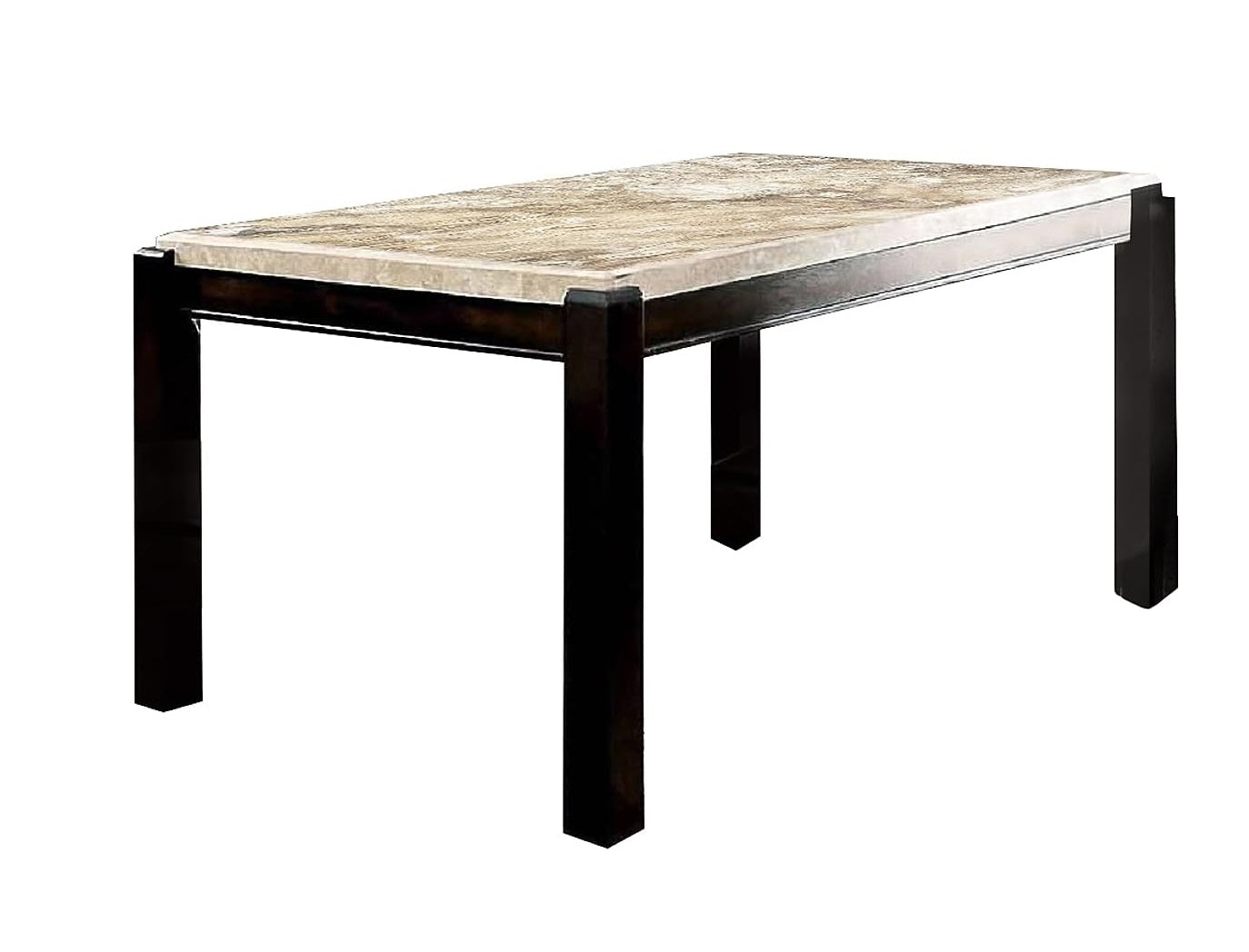Transitional Dark Walnut Dining Table w Genuine Marble Top Ivory 1pc Rectangle Table Kitchen Dining Room Furniture