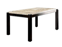 Transitional Dark Walnut Dining Table w Genuine Marble Top Ivory 1pc Rectangle Table Kitchen Dining Room Furniture
