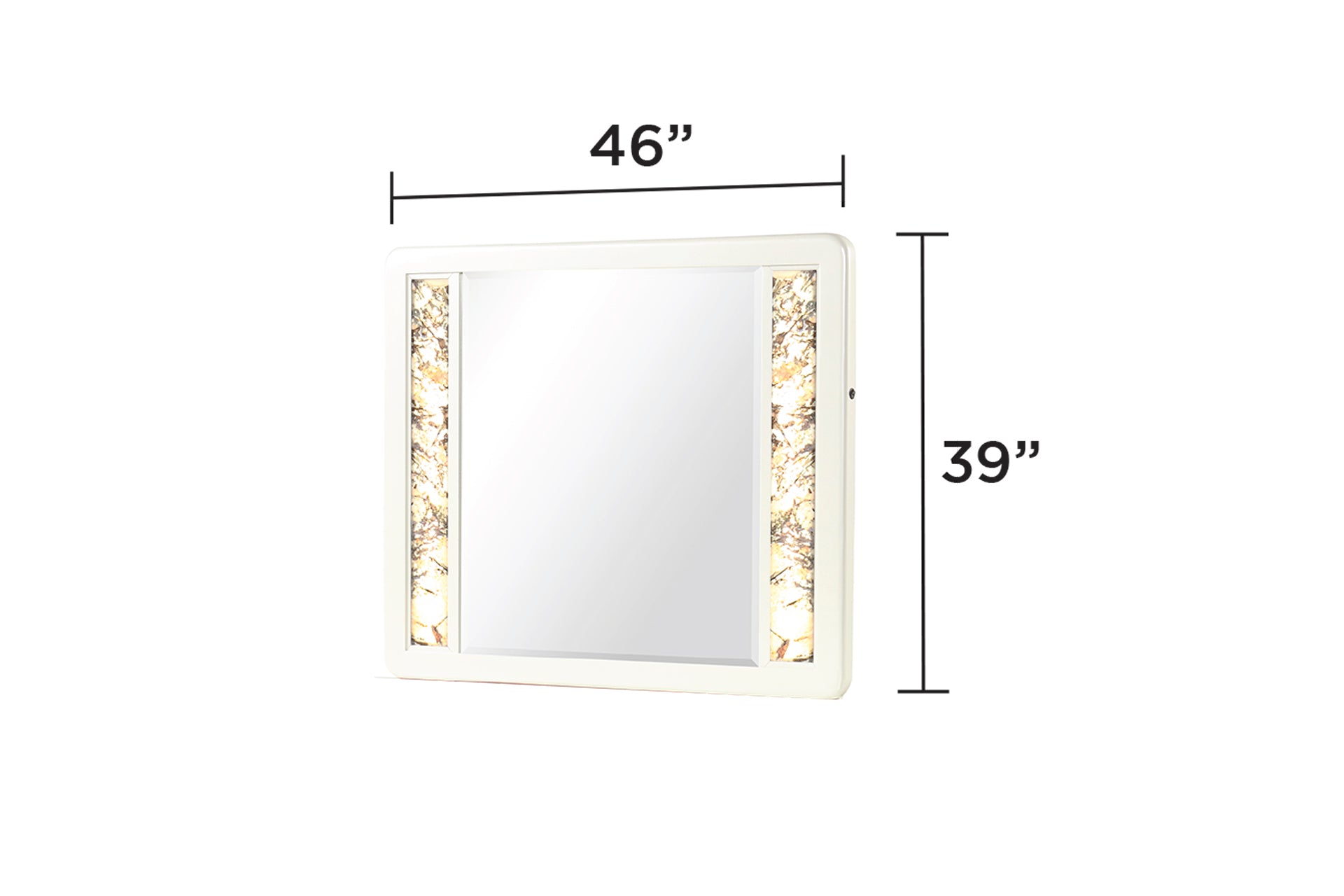 La Pierre Modern Style Mirror Made with Wood and Gold LED edges in Beige (INCLUDES MIRROR ONLY)  same as B009P270814 (CA inventory)